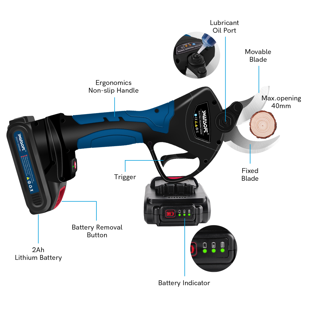 Power Tools Electrical - Elektrikli Budama Makası 40MM Paslanmaz Çelik